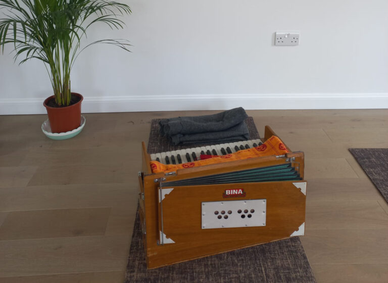 Yoga Harris Yoga centre and a harmonium on the mat ready for kirtan.